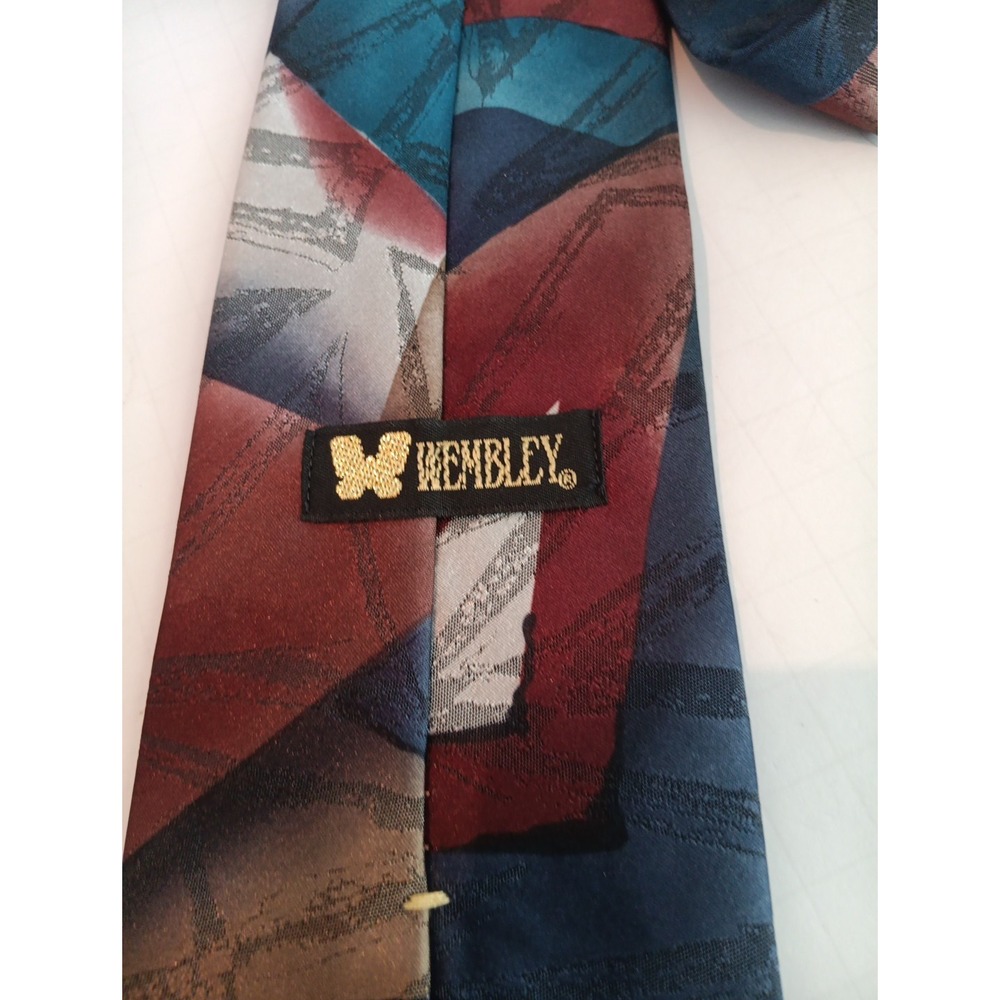 Wembley Mens Neck Tie Geometric Wide Bold Colors eclectic grandpa Academia Y2k - Picture 3 of 5